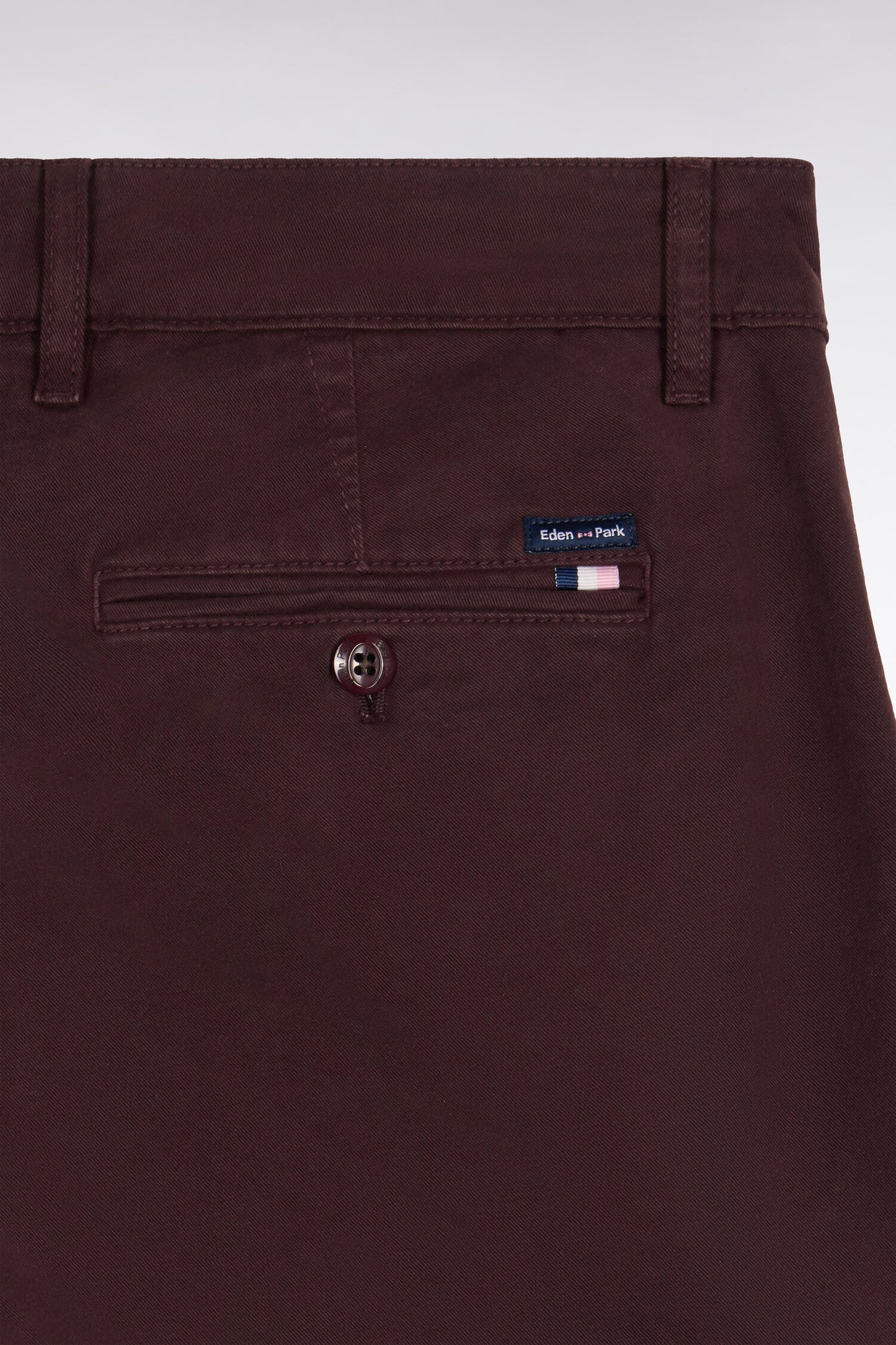 Pantalon chino sans plis en gabardine de coton stretch marron