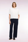 Pantalon en velours côtelé marine coupe droite