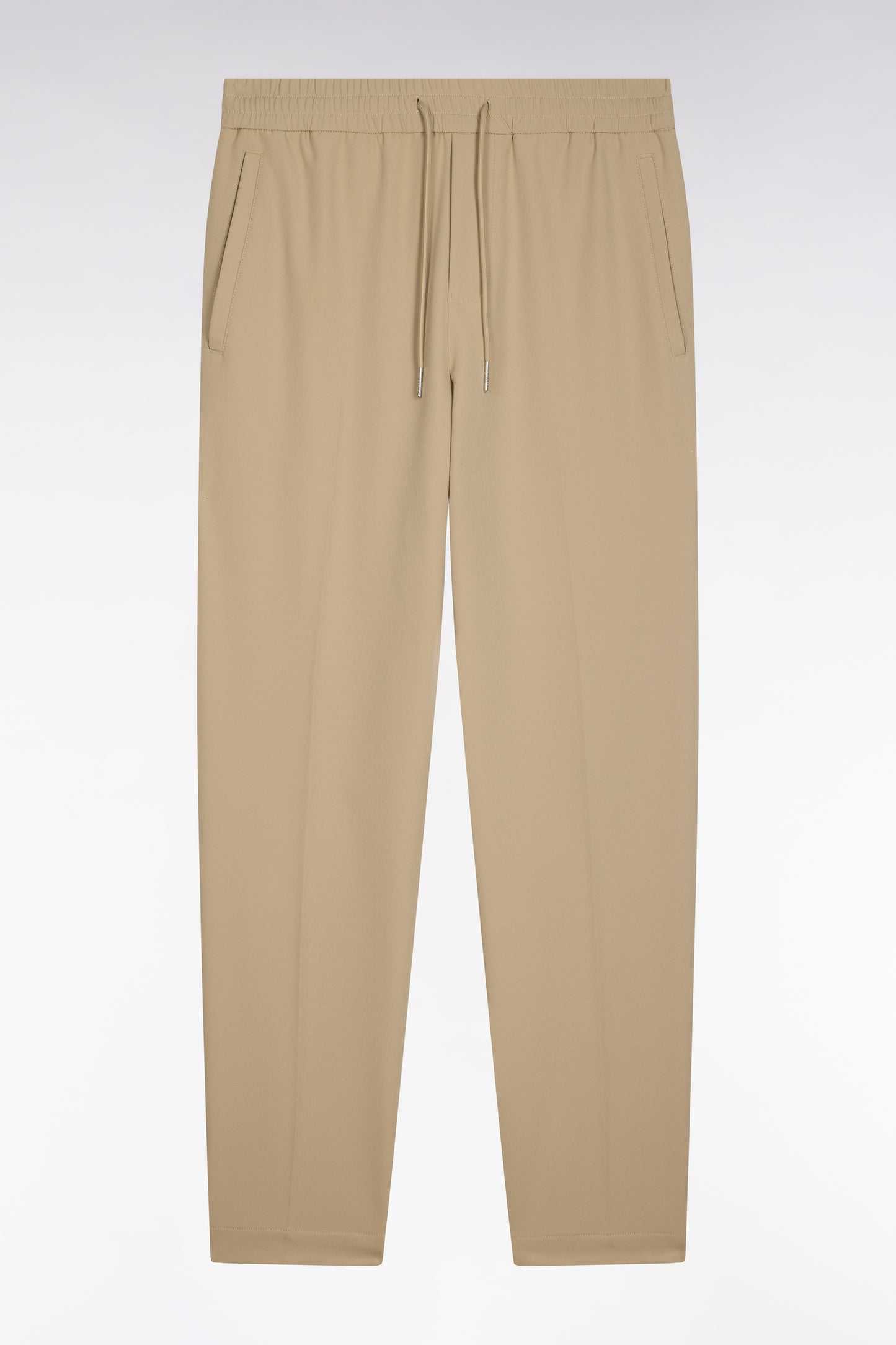 Pantalon à taille élastiquée en nylon stretch technique beige coupe Modern