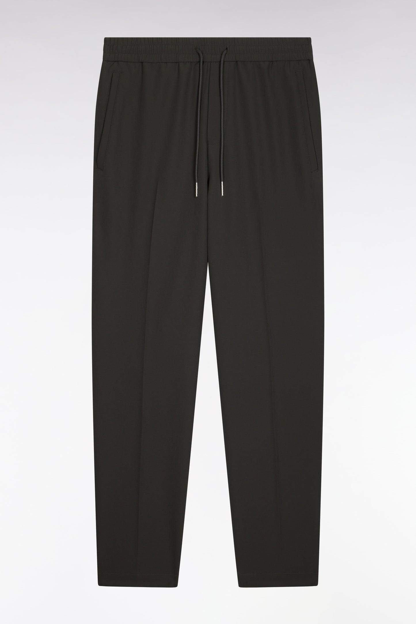 Pantalon à taille élastiquée en nylon stretch technique kaki coupe Modern