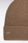 Brown wool and cotton ribbed hat