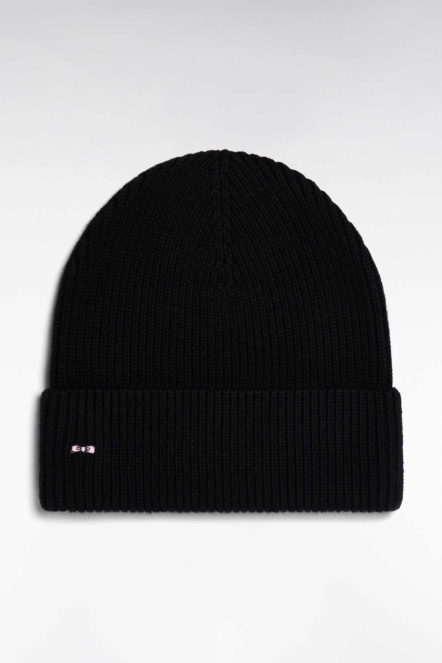 Bonnet côtelé en laine et coton noir