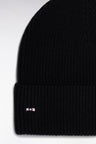 Black wool and cotton ribbed hat