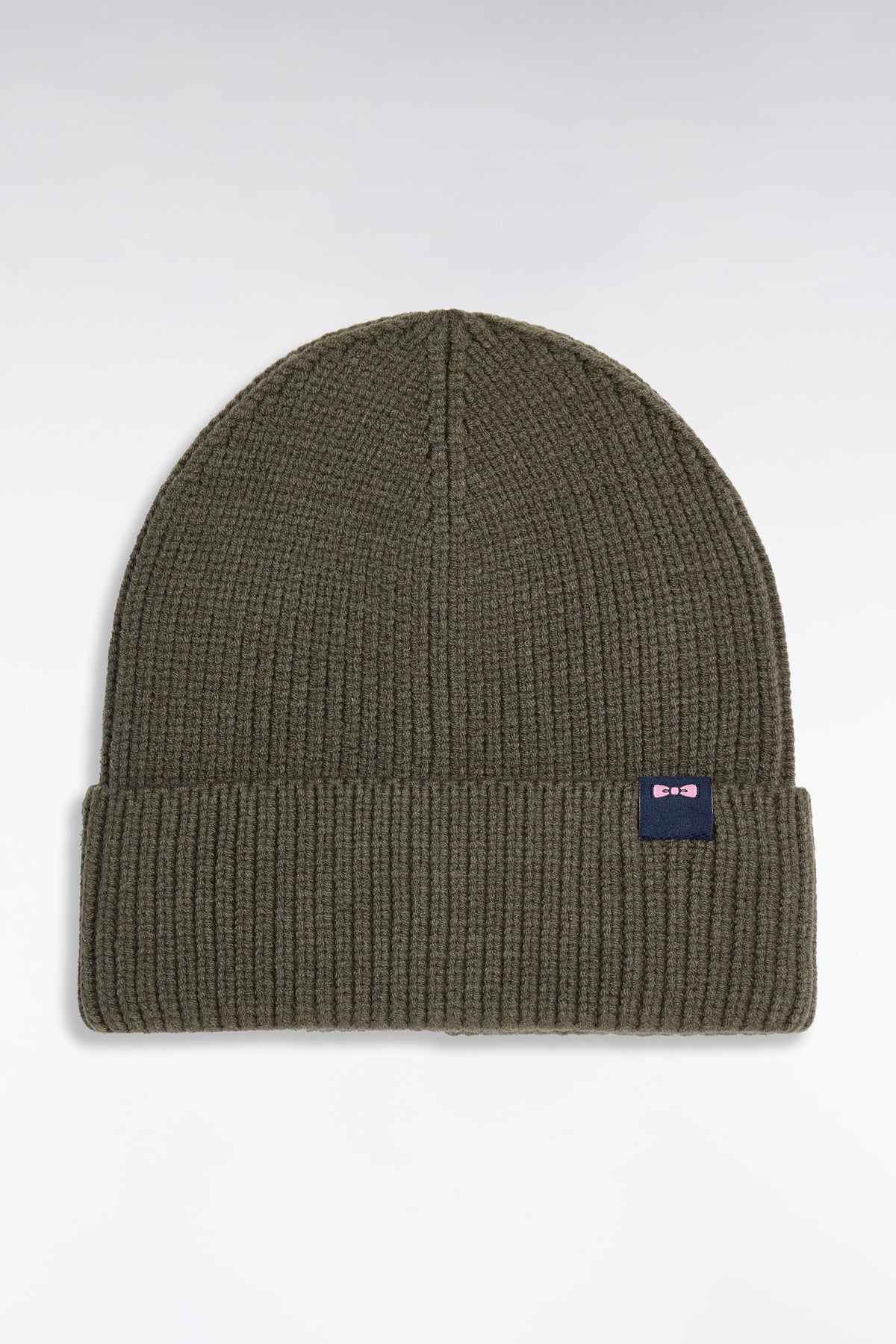 Bonnet en maille côtelée kaki