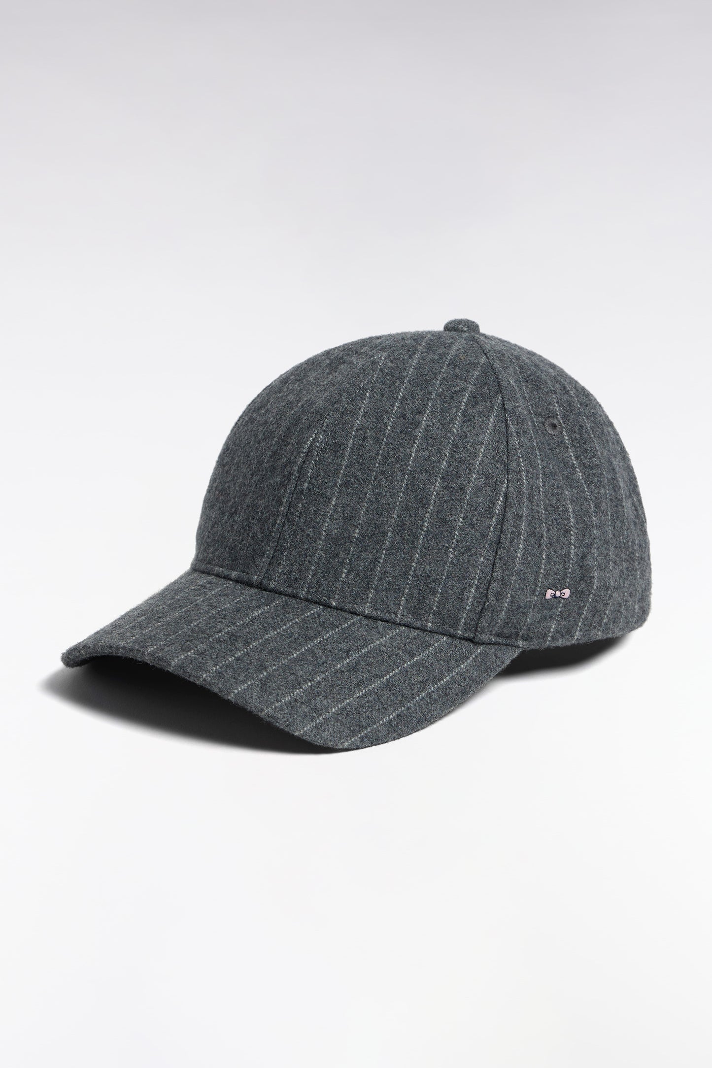 Casquette en drap de laine rayé grise