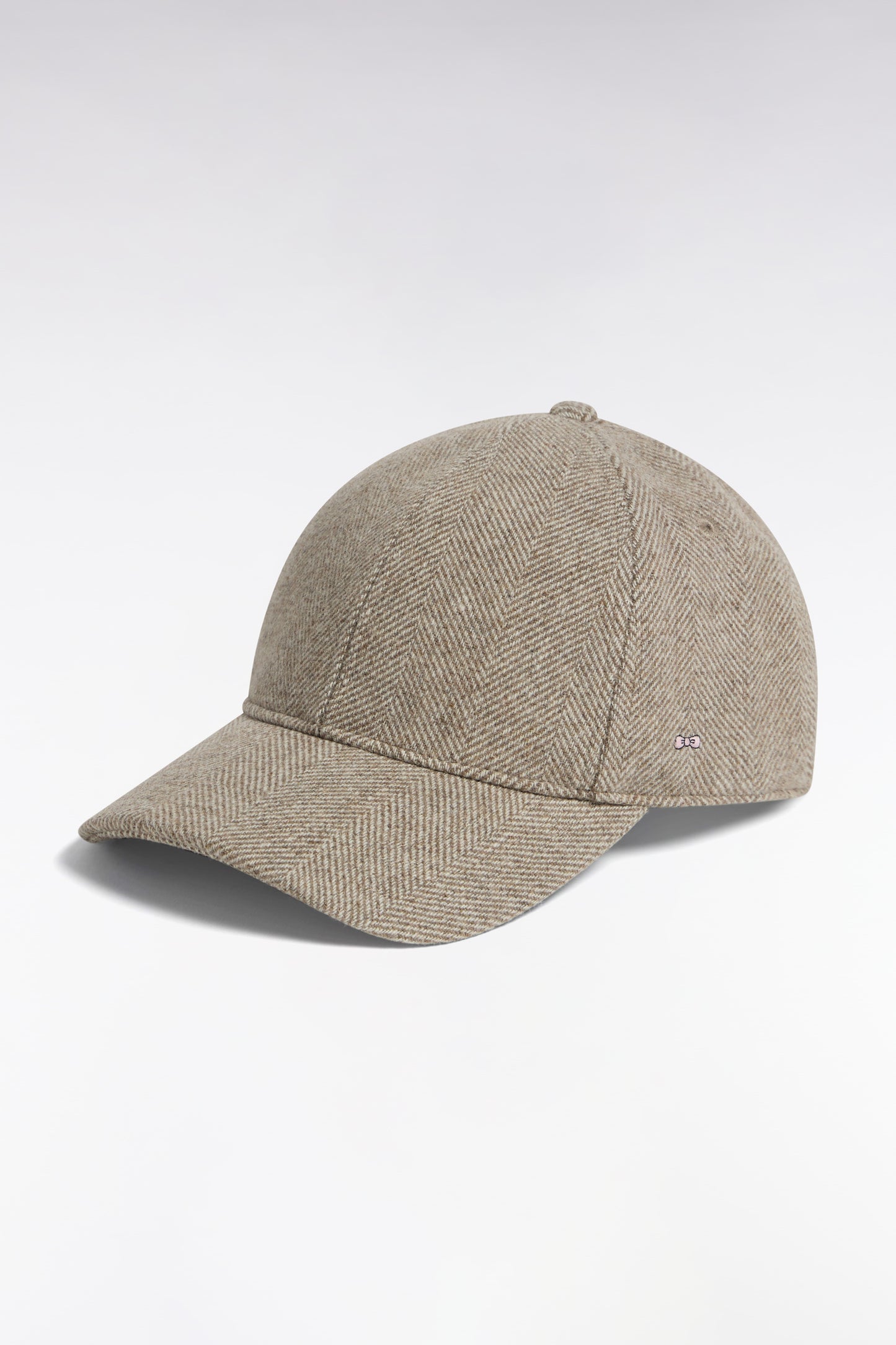 Casquette en drap de laine à chevrons beige