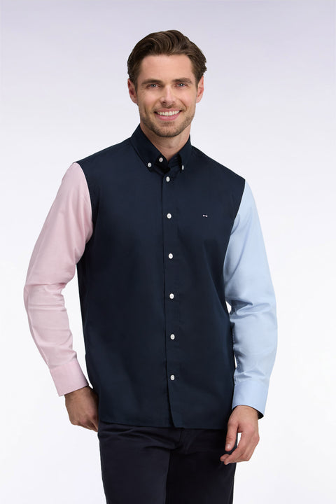 Chemise en coton oxford tricolore patch dos coupe droite - Image 3