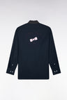 Chemise bicolore en coton oxford kaki patch dos coupe droite