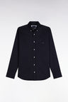 Chemise en piqué de coton marine coupe droite