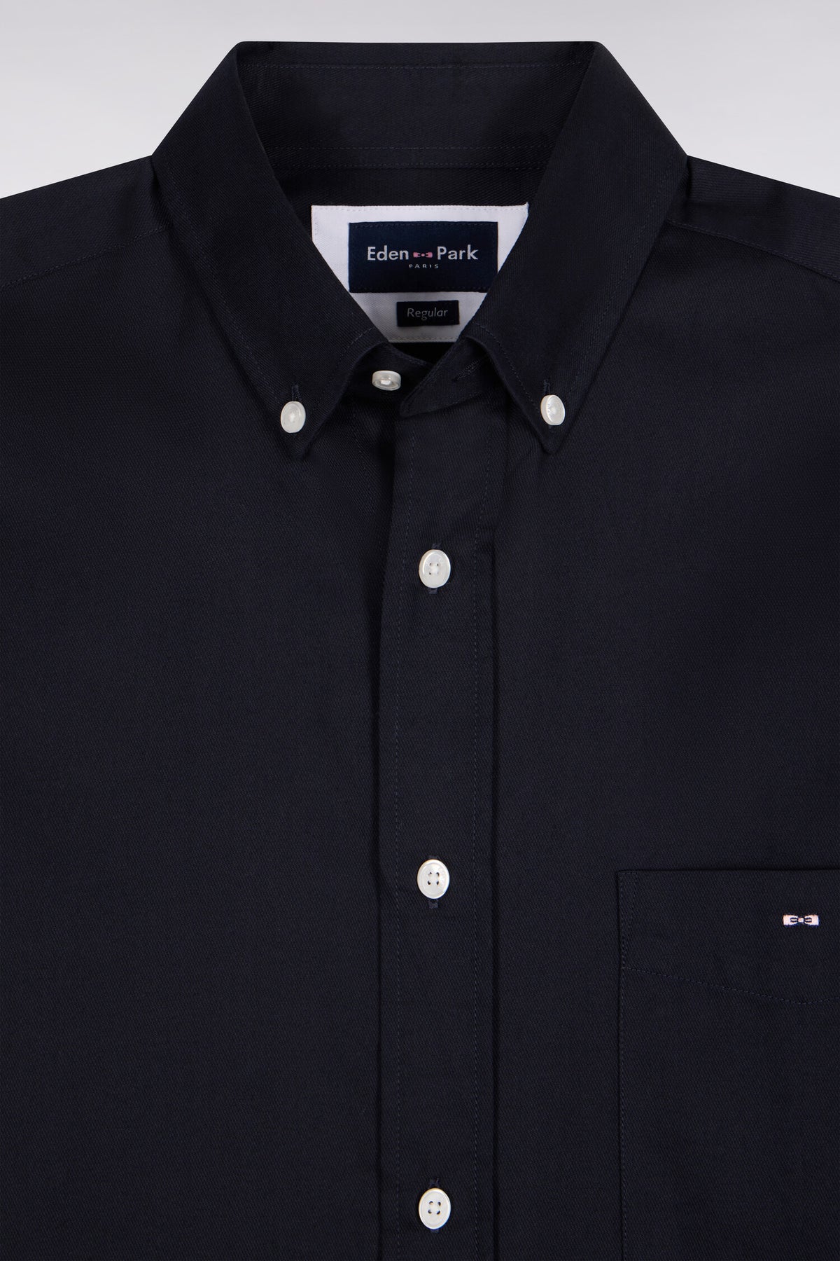 Chemise en piqué de coton marine coupe droite