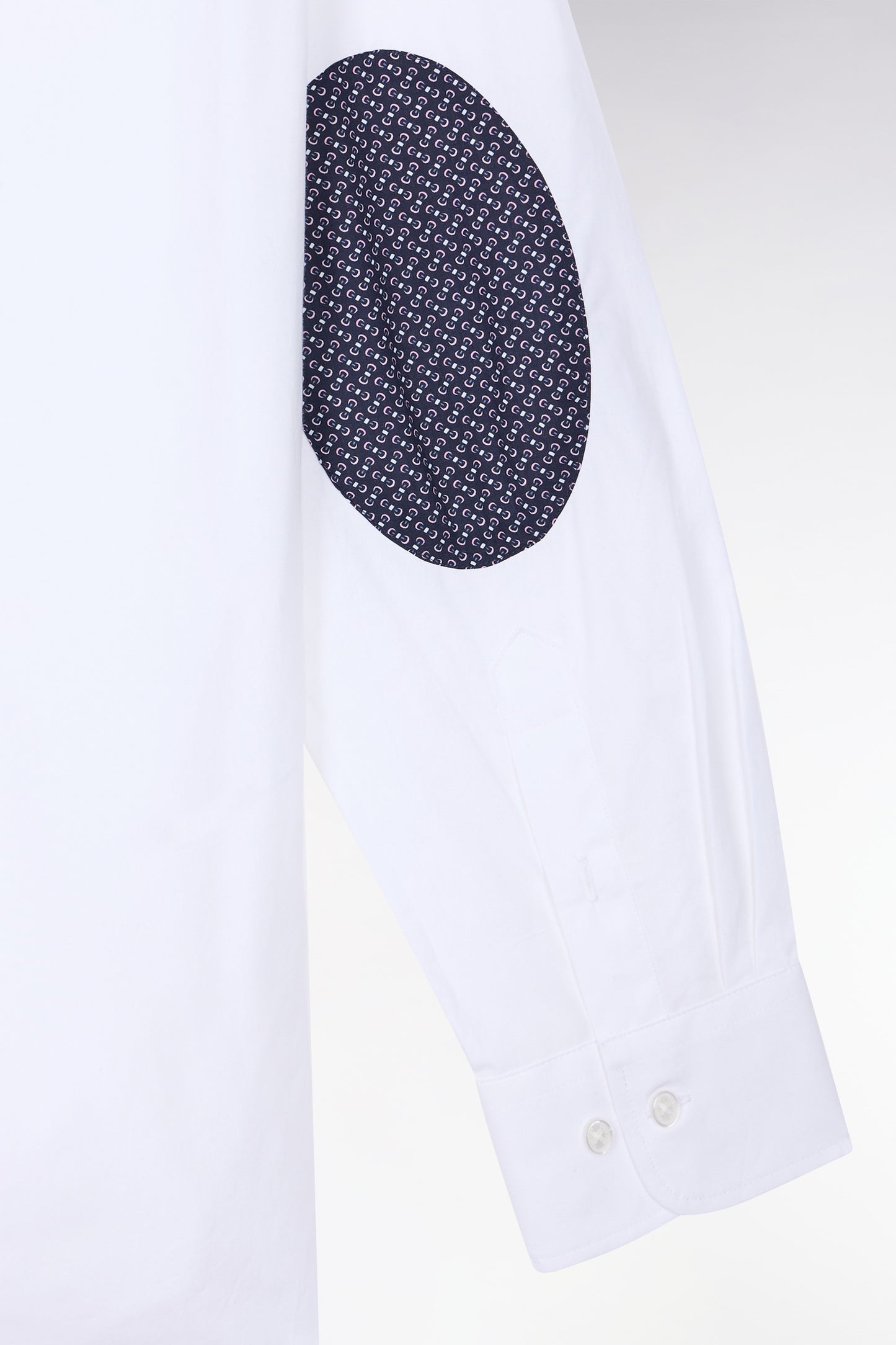 Chemise en coton blanc à détails micromotifs coupe droite
