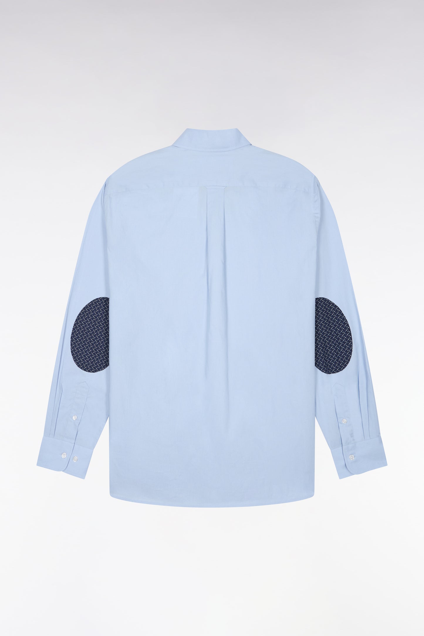 Chemise en coton ciel à détails micromotifs coupe droite