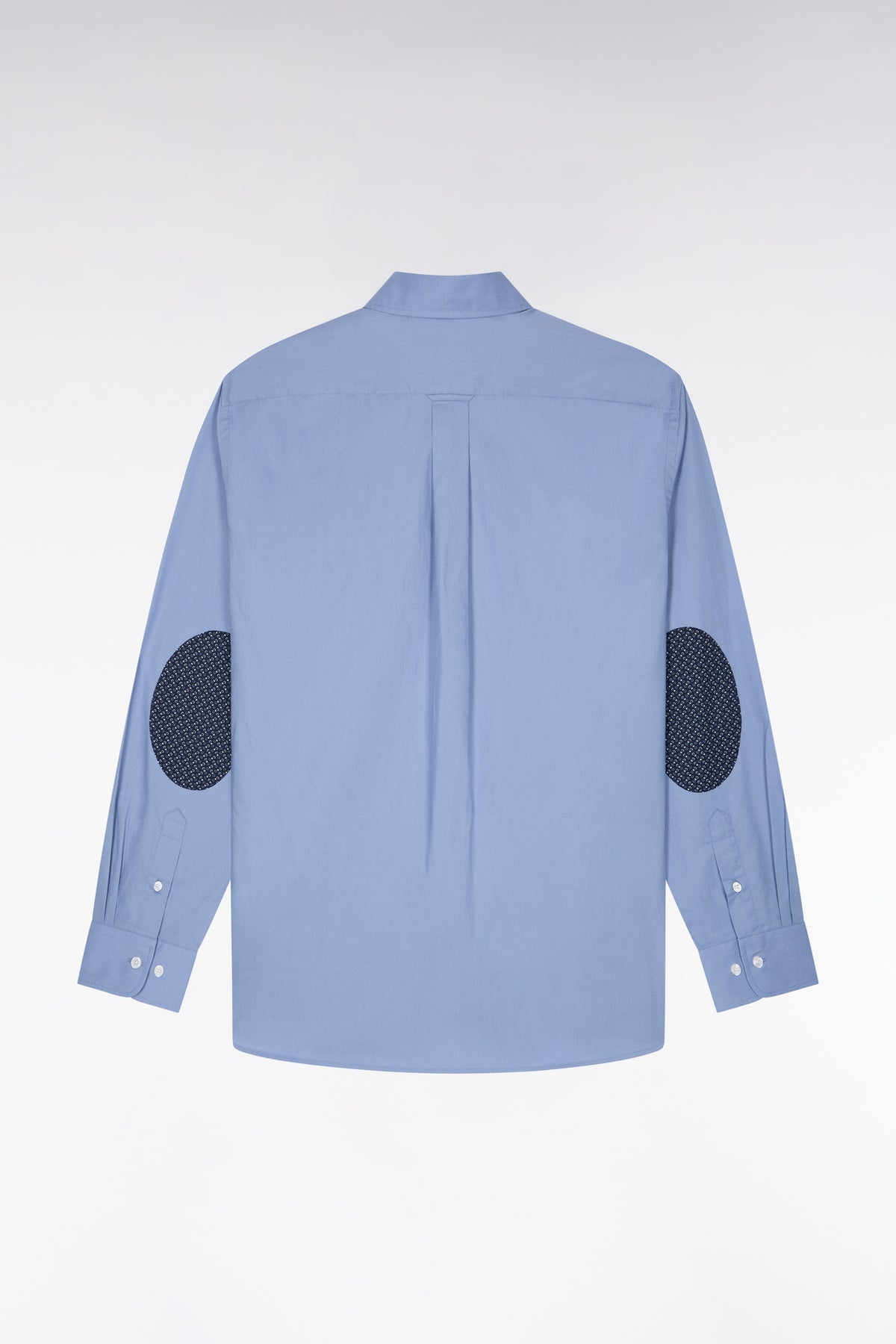 Chemise en coton bleu à détails micromotifs coupe droite