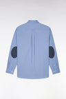Chemise en coton bleu à détails micromotifs coupe droite