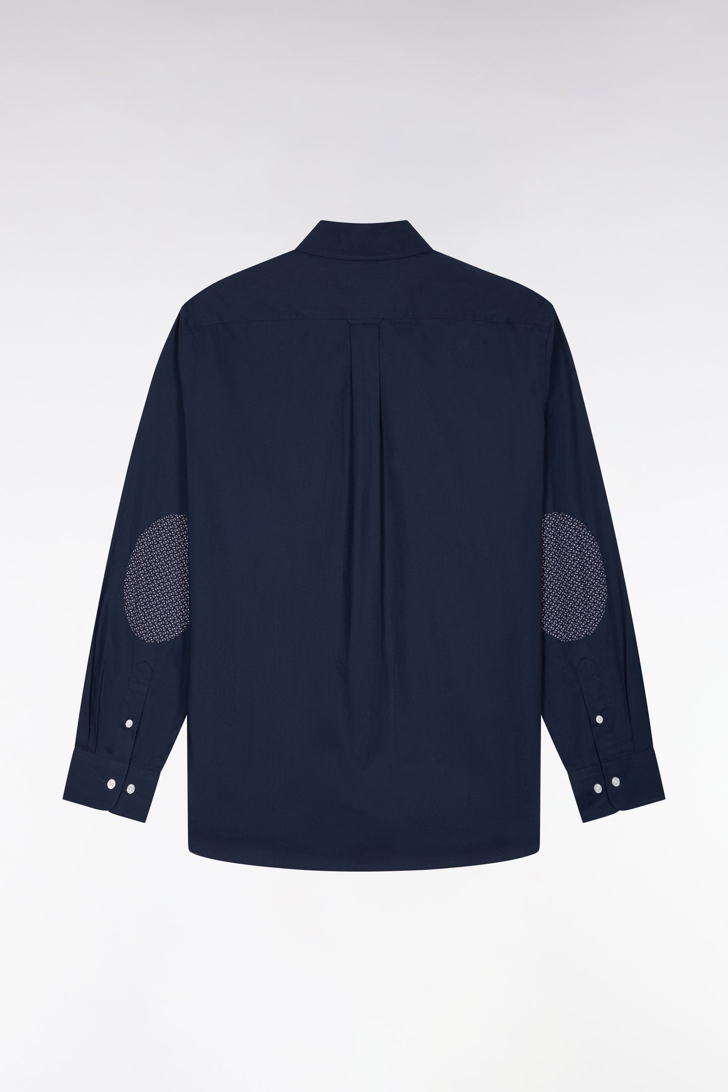 Chemise en coton marine à détails micromotifs coupe droite