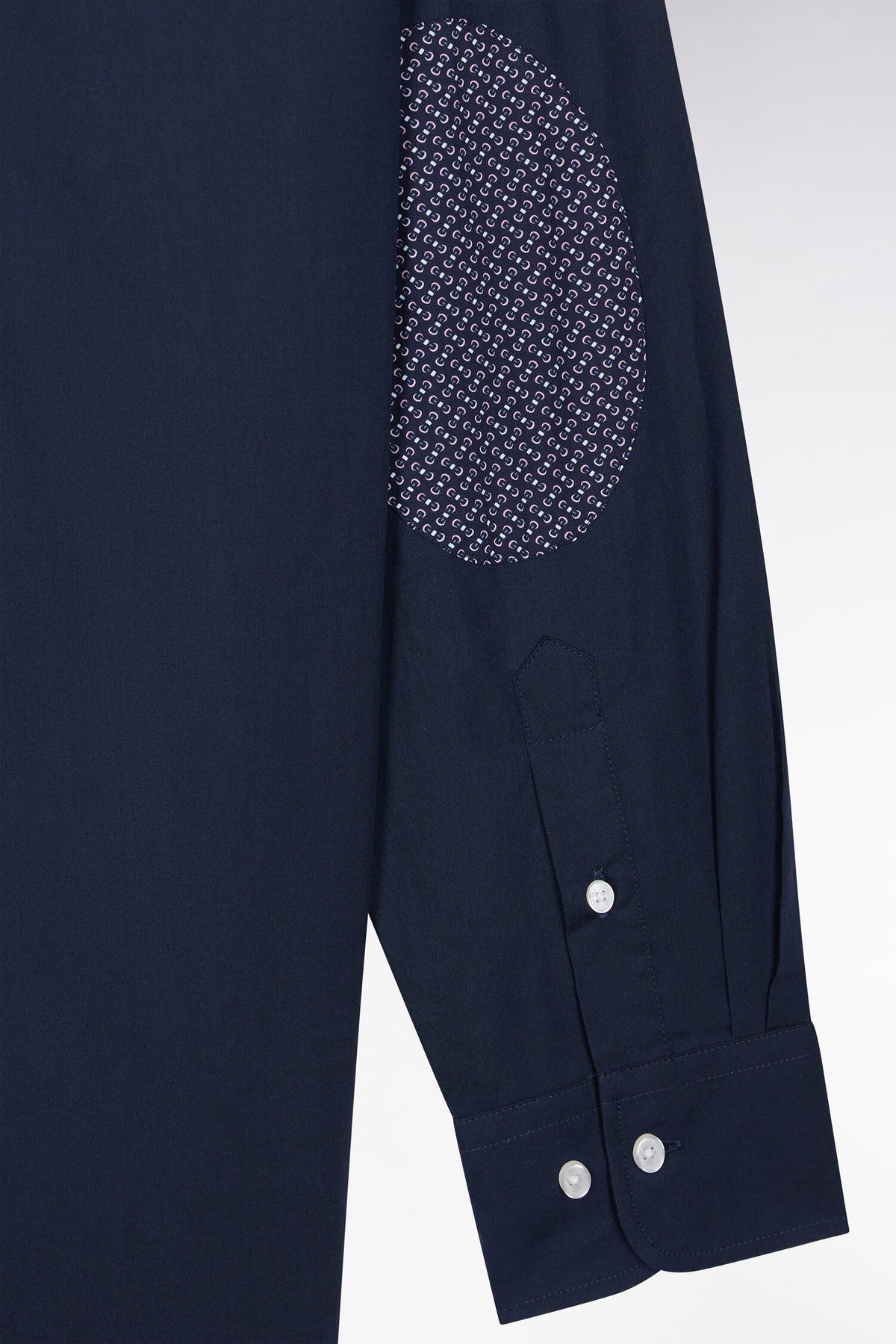 Chemise en coton marine à détails micromotifs coupe droite