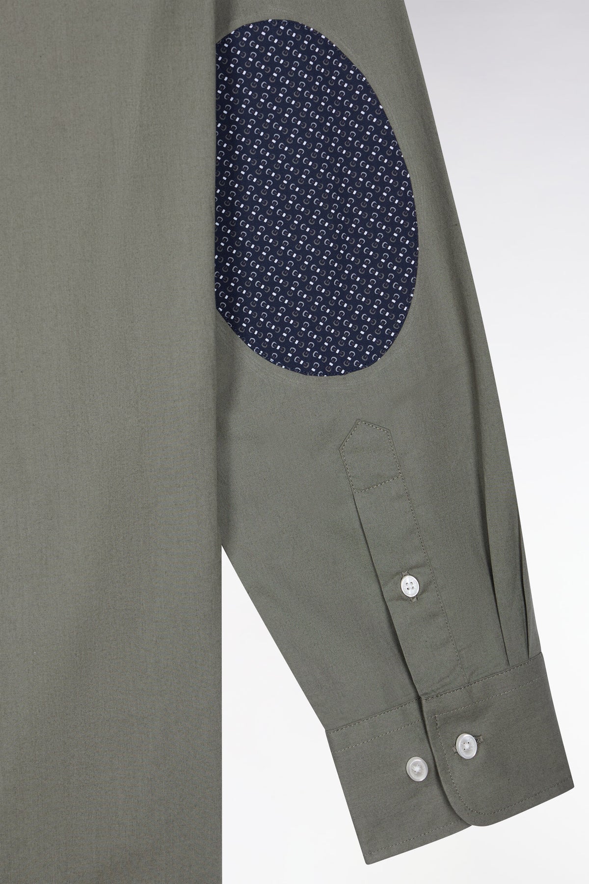 Chemise en coton kaki à détails micromotifs coupe droite