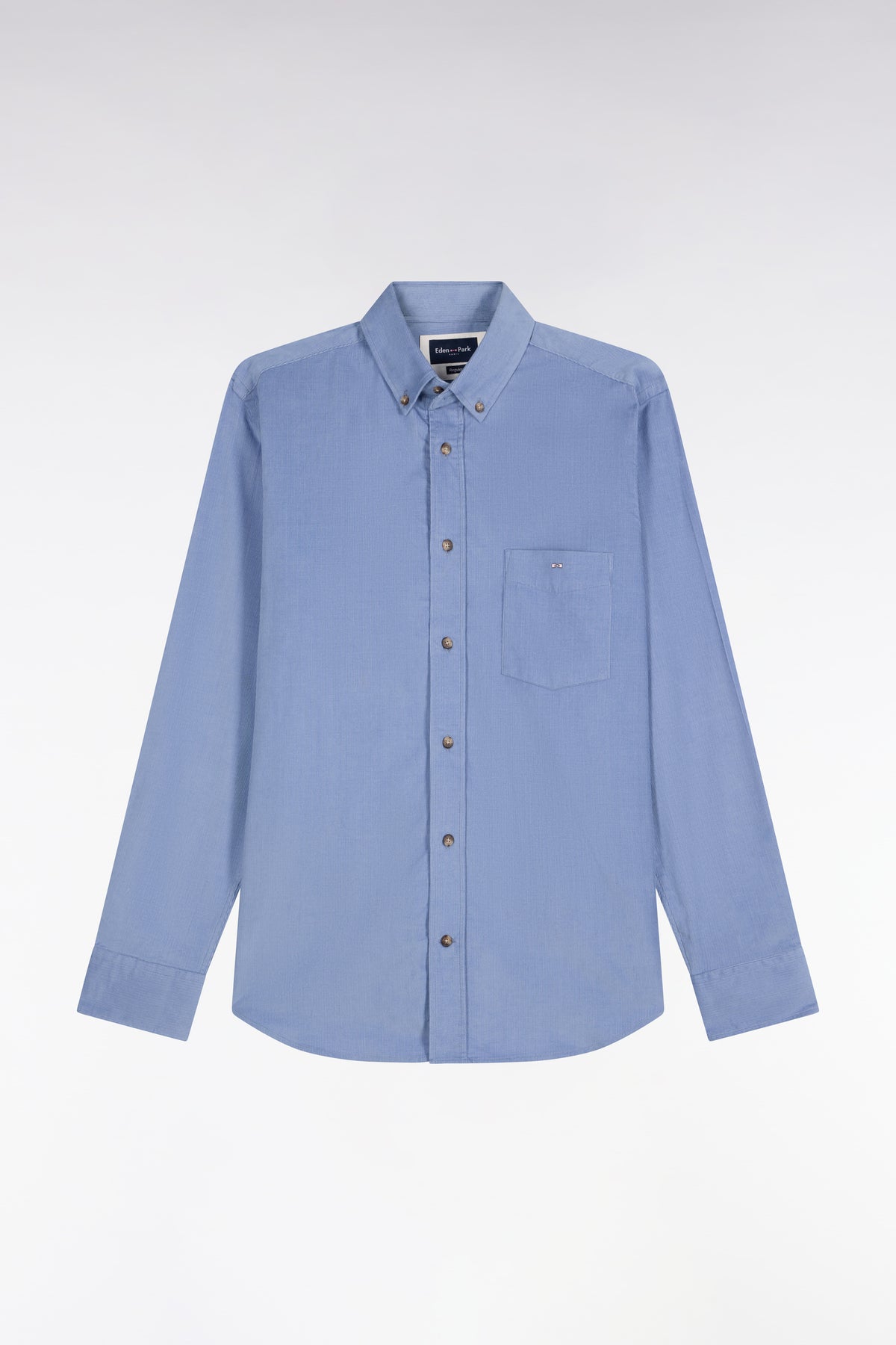 Chemise en coton côtelé bleu coupe droite