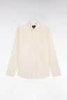 Chemise en coton côtelé écru coupe droite