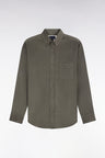 Chemise en coton côtelé vert olive coupe droite