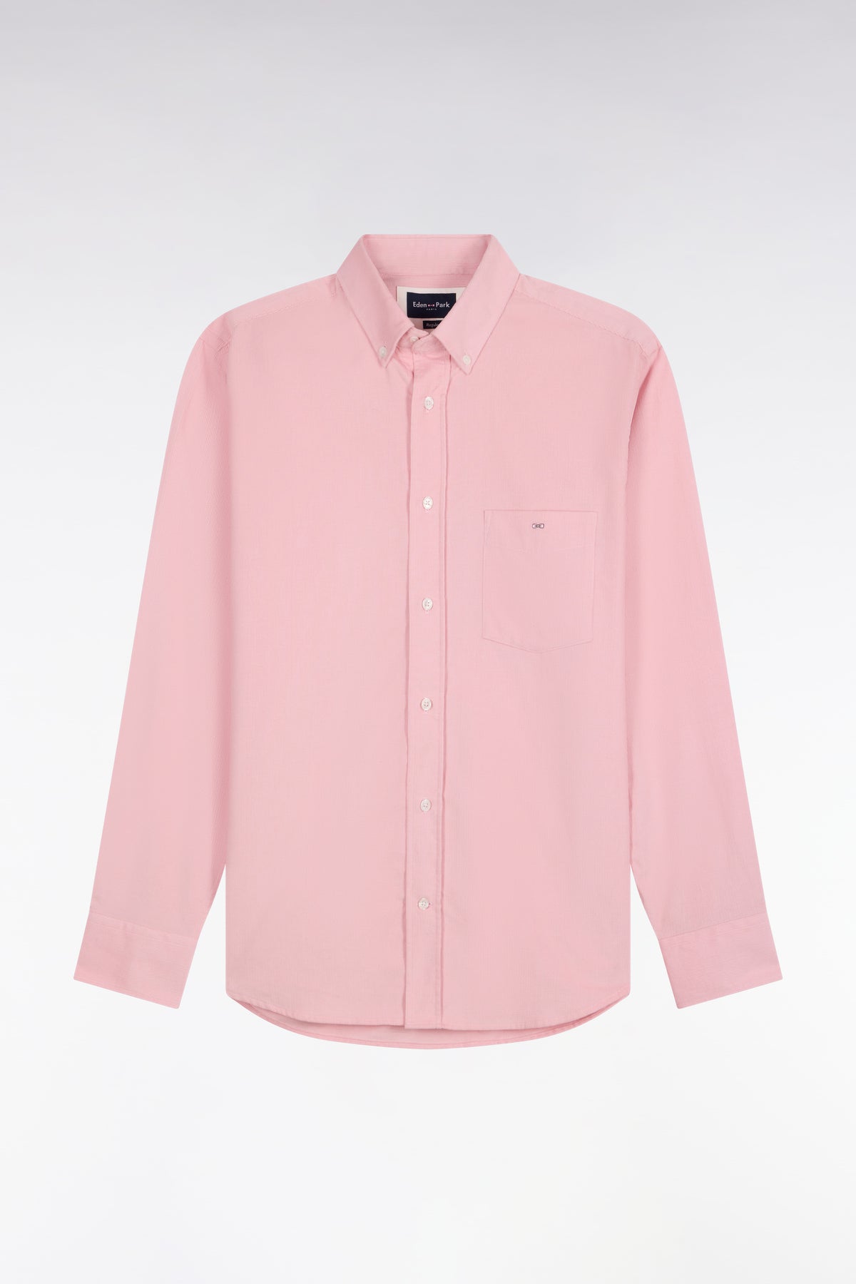 Chemise en coton côtelé rose coupe droite