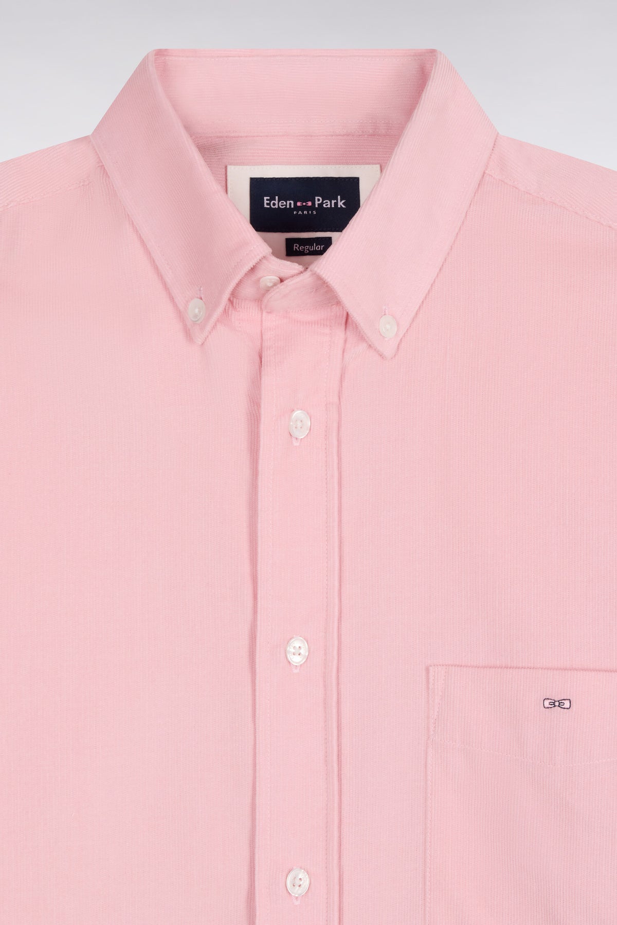 Chemise en coton côtelé rose coupe droite