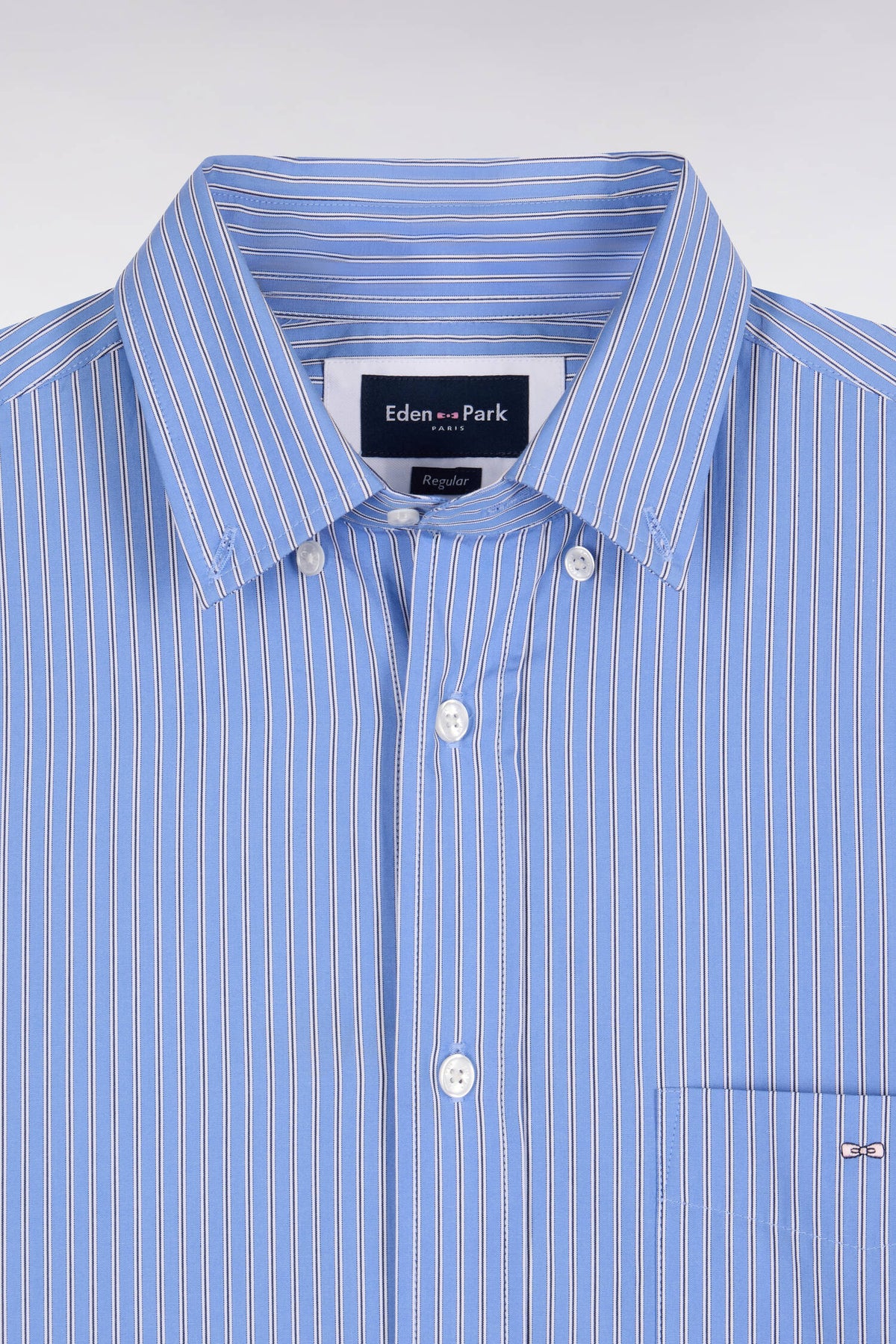 Chemise en coton rayé ciel coupe droite