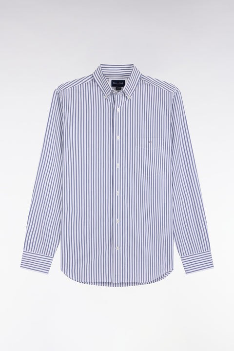 Chemise à rayures en coton marine et blanc coupe droite - Image 2