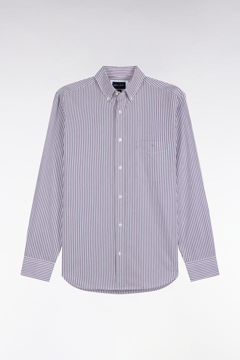 Chemise en coton à rayures marine et rose coupe droite - Image 2