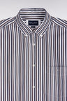 Chemise en popeline de coton à rayures marron coupe droite