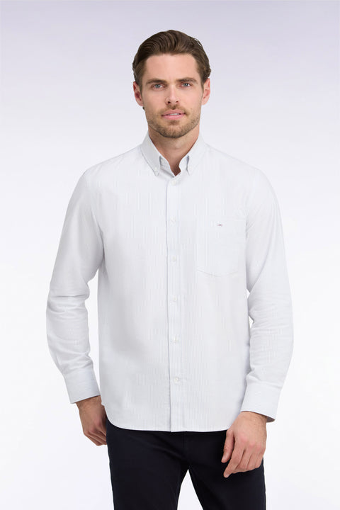 Chemise en coton à rayures bâtons ciel coupe droite - Image 3