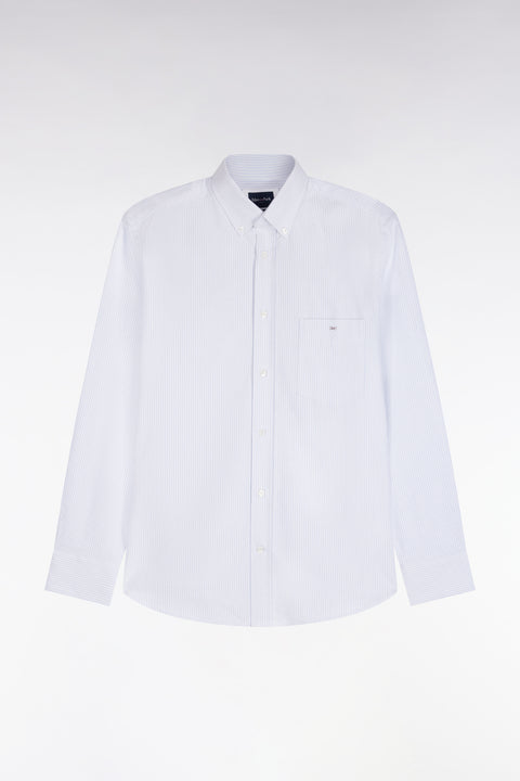 Chemise en coton à rayures bâtons ciel coupe droite - Image 2
