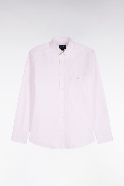 Chemise en coton à rayures bâtons roses coupe droite - Image 2