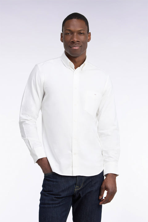 Plain white cotton straight cut shirt - Image 3
