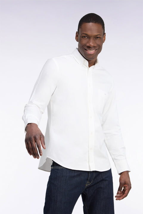 Plain white cotton straight cut shirt - Image 1