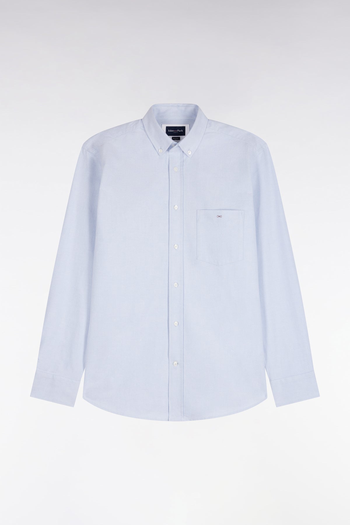 Chemise unie en coton gris clair coupe droite