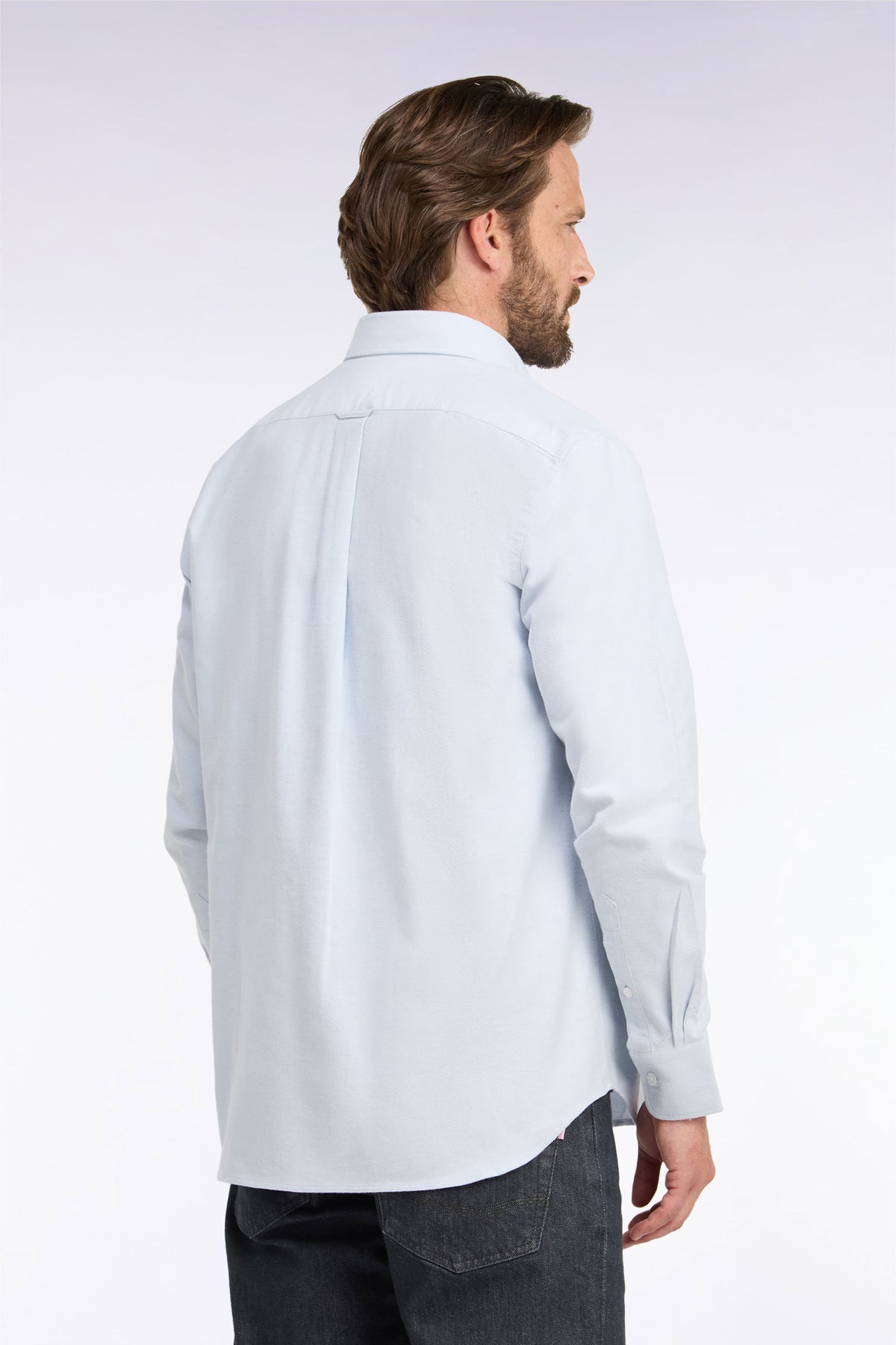 Chemise unie en coton gris clair coupe droite