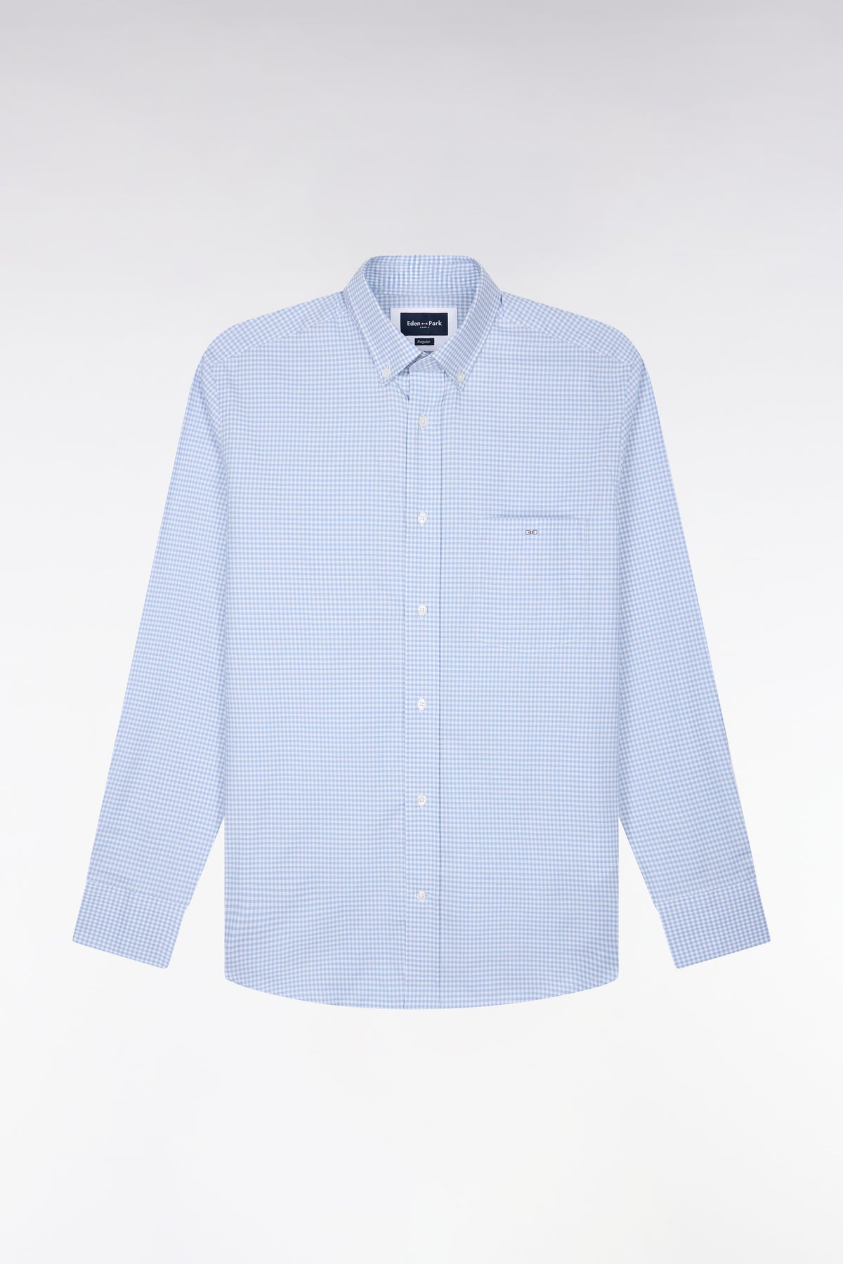 Straight cut gray gingham check cotton shirt