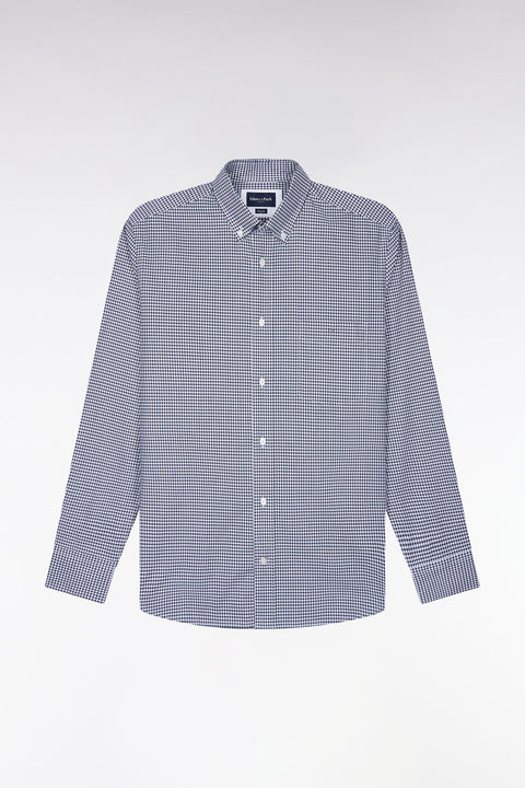 Chemise en coton à carreaux Vichy marine coupe droite - Image 2