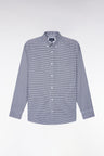 Chemise en coton à carreaux Vichy marine coupe droite