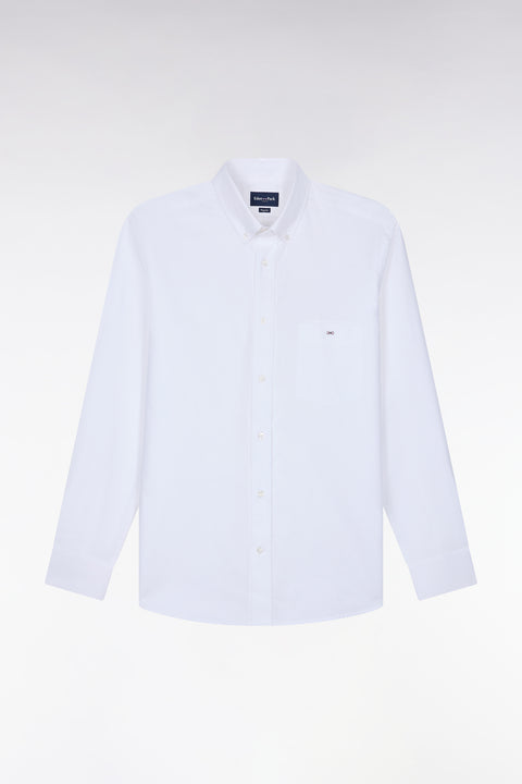 Chemise unie en coton blanc coupe droite - Image 2