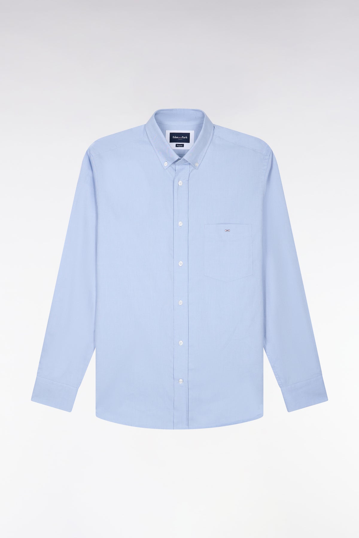 Plain light gray cotton shirt, straight cut