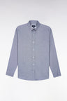Chemise unie en coton marine coupe droite