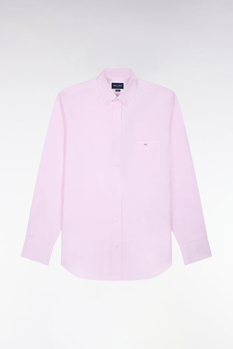 Chemise unie en coton rose coupe droite - Image 2