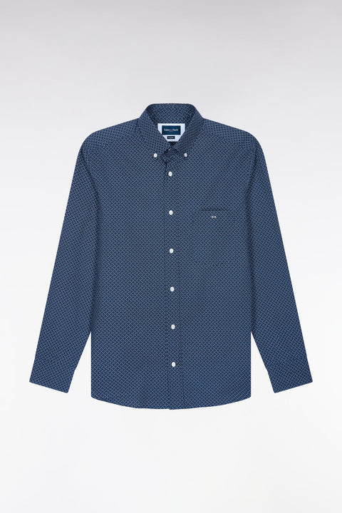 Chemise en popeline de coton marine à micromotifs nœuds papillon - Image 2