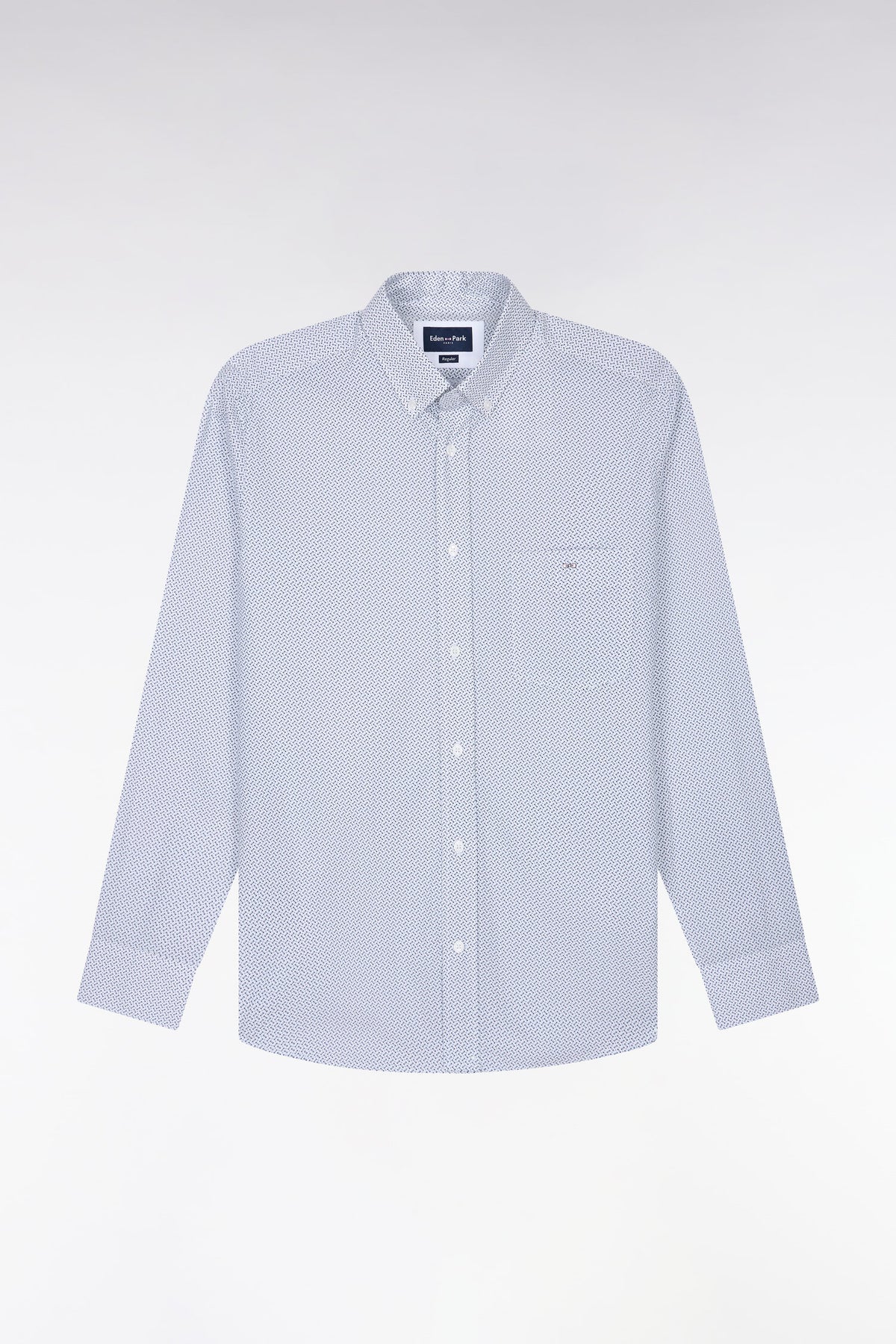 Chemise en coton blanc à micromotifs nœuds papillon coupe droite