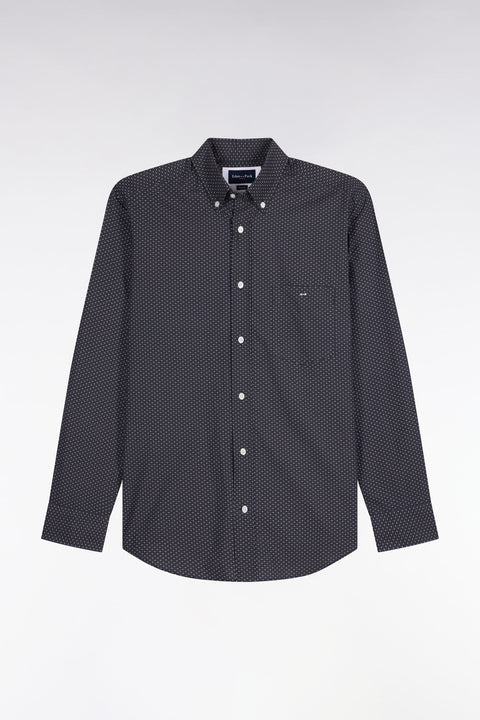 Chemise en coton kaki à micromotifs coupe droite - Image 2