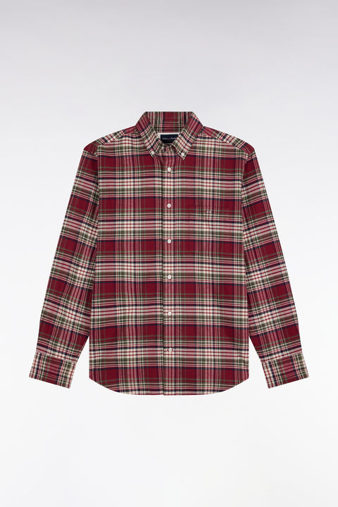 Chemise en flanelle de coton rouge à carreaux coupe droite - Image 2