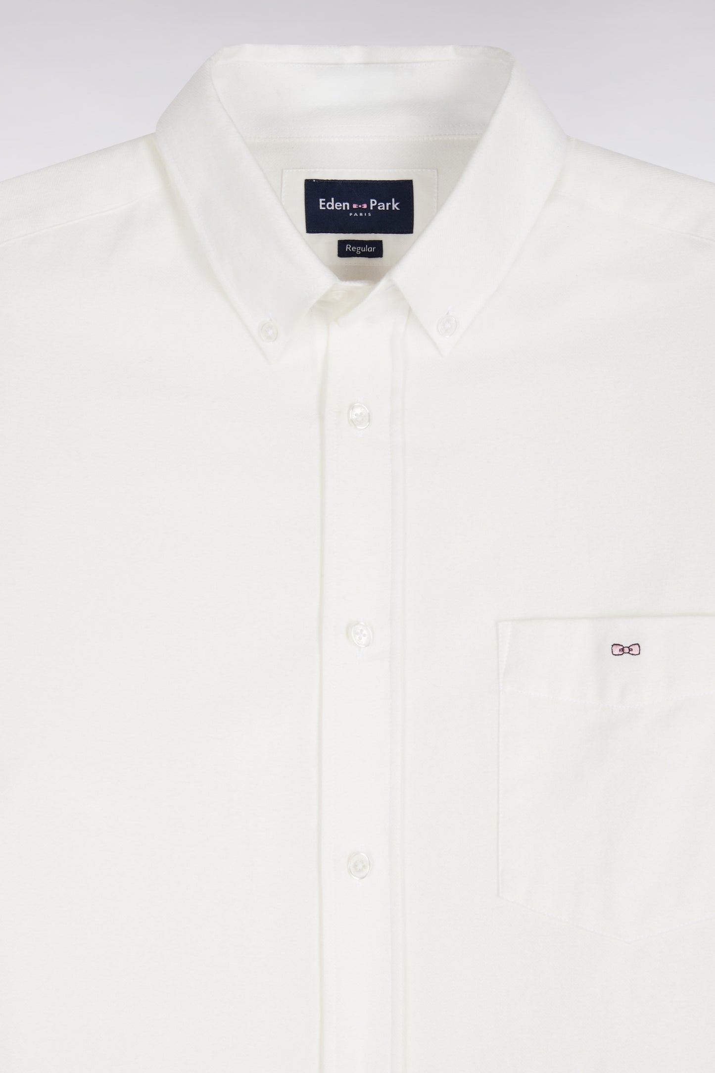 Chemise unie en coton ivoire coupe droite