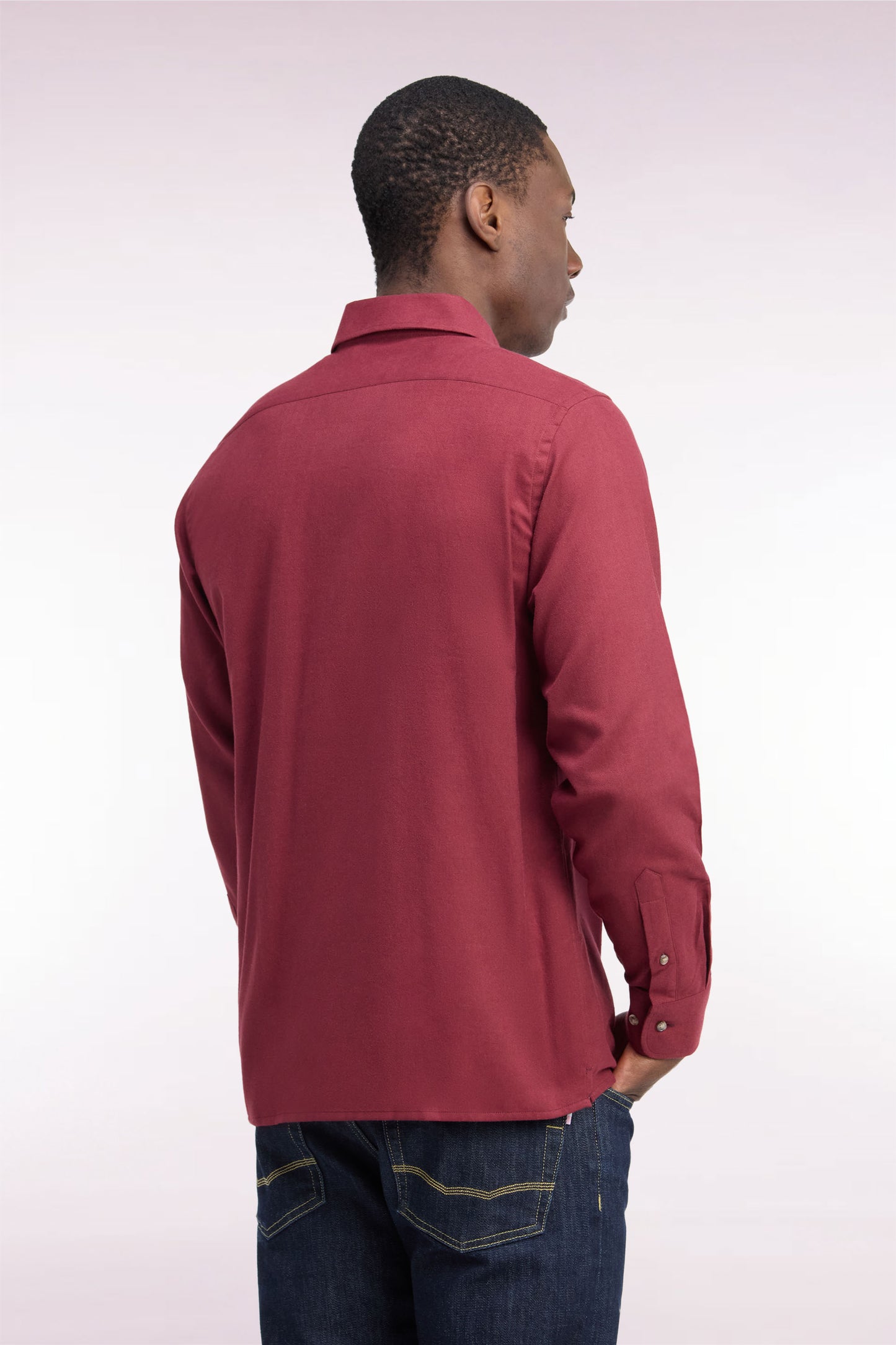 Chemise unie en coton rouge coupe droite
